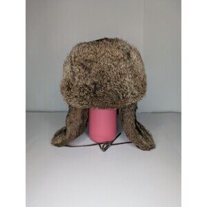 VINTAGE Mad Bomber Trapper Hat XL Real Rabbit Fur Bomber Aviator Cap Winter Hunt